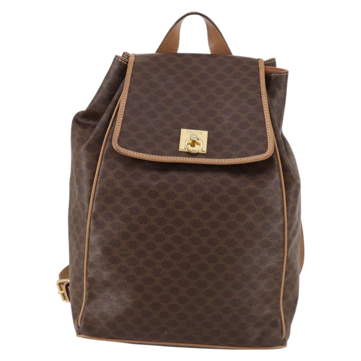 Celine CELINE Macadam Canvas Backpack Pvc Leather Brown Gold Size ONE SIZE - 2 Thumbnail