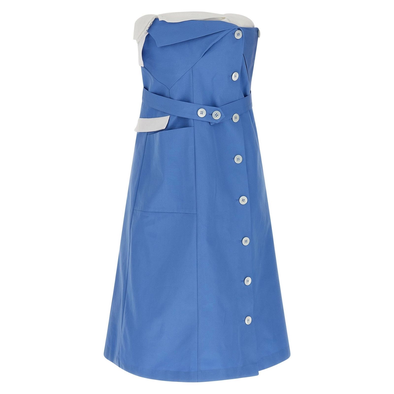miu miu blue dress 1990's Miu Miu Eye Hook Closure Babydoll Dress – villa amour vintage main image 1