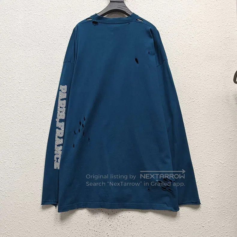 Balenciaga Balenciaga Double B Destroyed Logo Hole Destroyed Aged Lon Size US XL / EU 56 / 4 - 2 Thumbnail