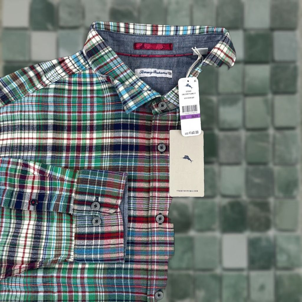 Tommy Bahama Tommy Bahama Fore Shore Flannel Shirt Men 2XLT Tall Multi Plaid Long Sleeve NWT Tailored Button-Up Size US XXL / EU 58 / 5 - 1 Thumbnail