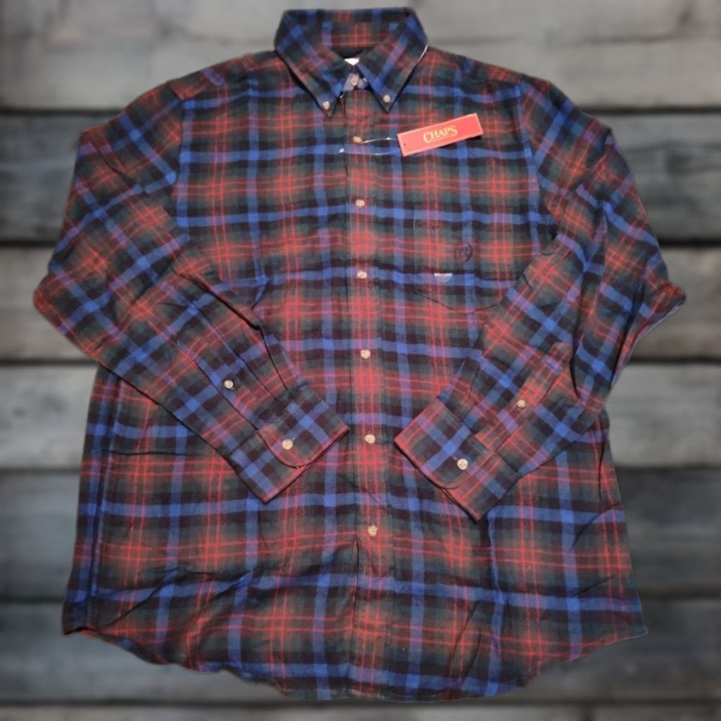 Chaps Chaps Shirt Mens Medium Washed Red Plaid Long Sleeve Button-Up Cotton Flannel Western Size US M / EU 48-50 / 2 - 1 Thumbnail