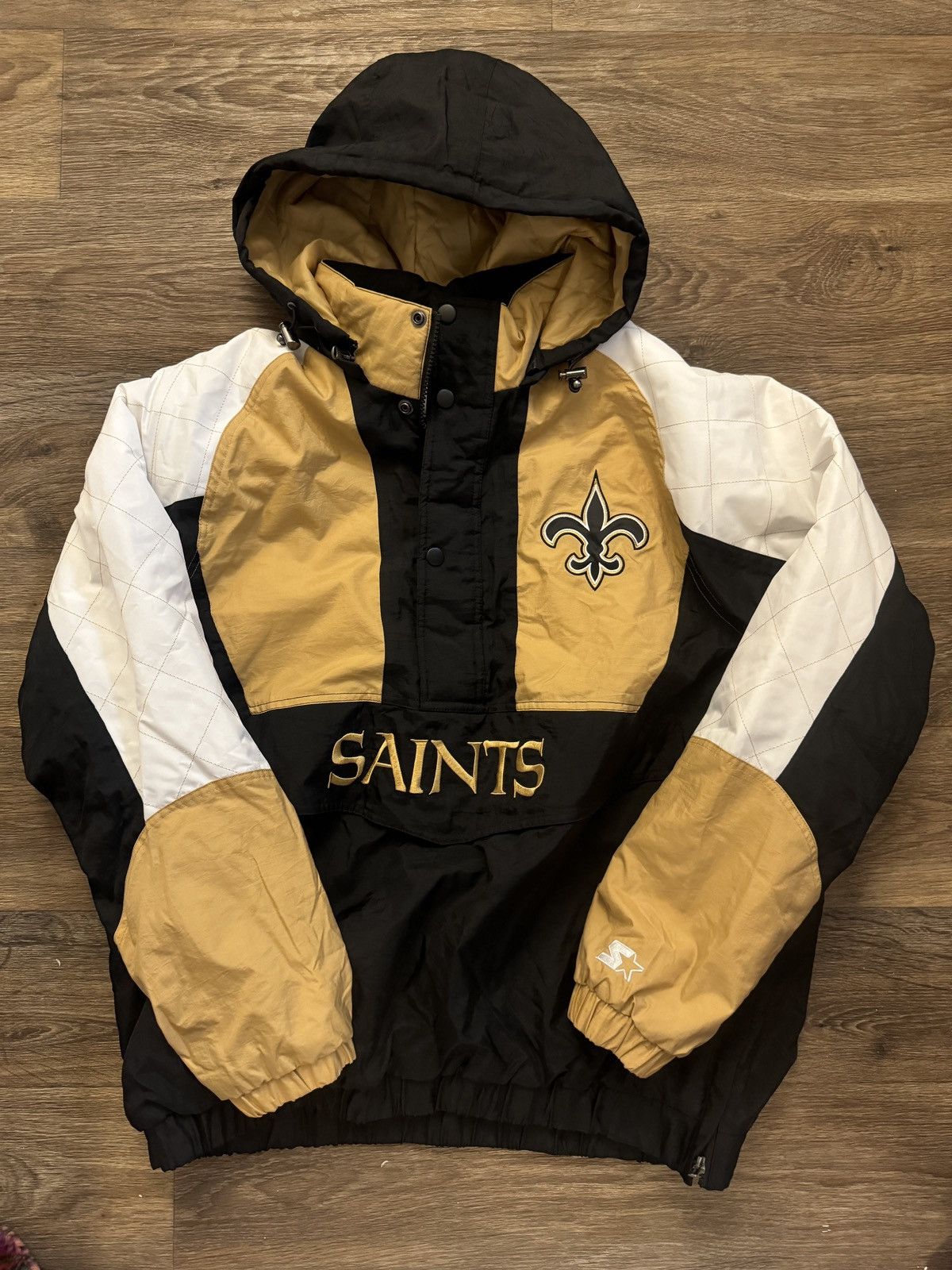 Starter New Orleans Saints Starter Hooded Half Zip Jacket TAN/BLACK 2X Size US XXL / EU 58 / 5 - 1 Thumbnail
