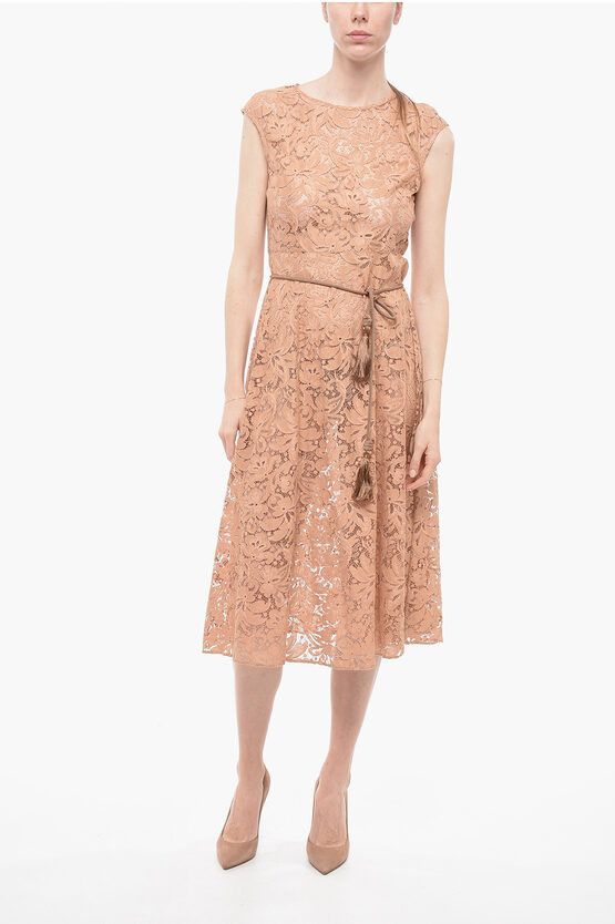 image of Max Mara Studio Lace Pacche Midi Dress in Pink, Women's (Size Medium)