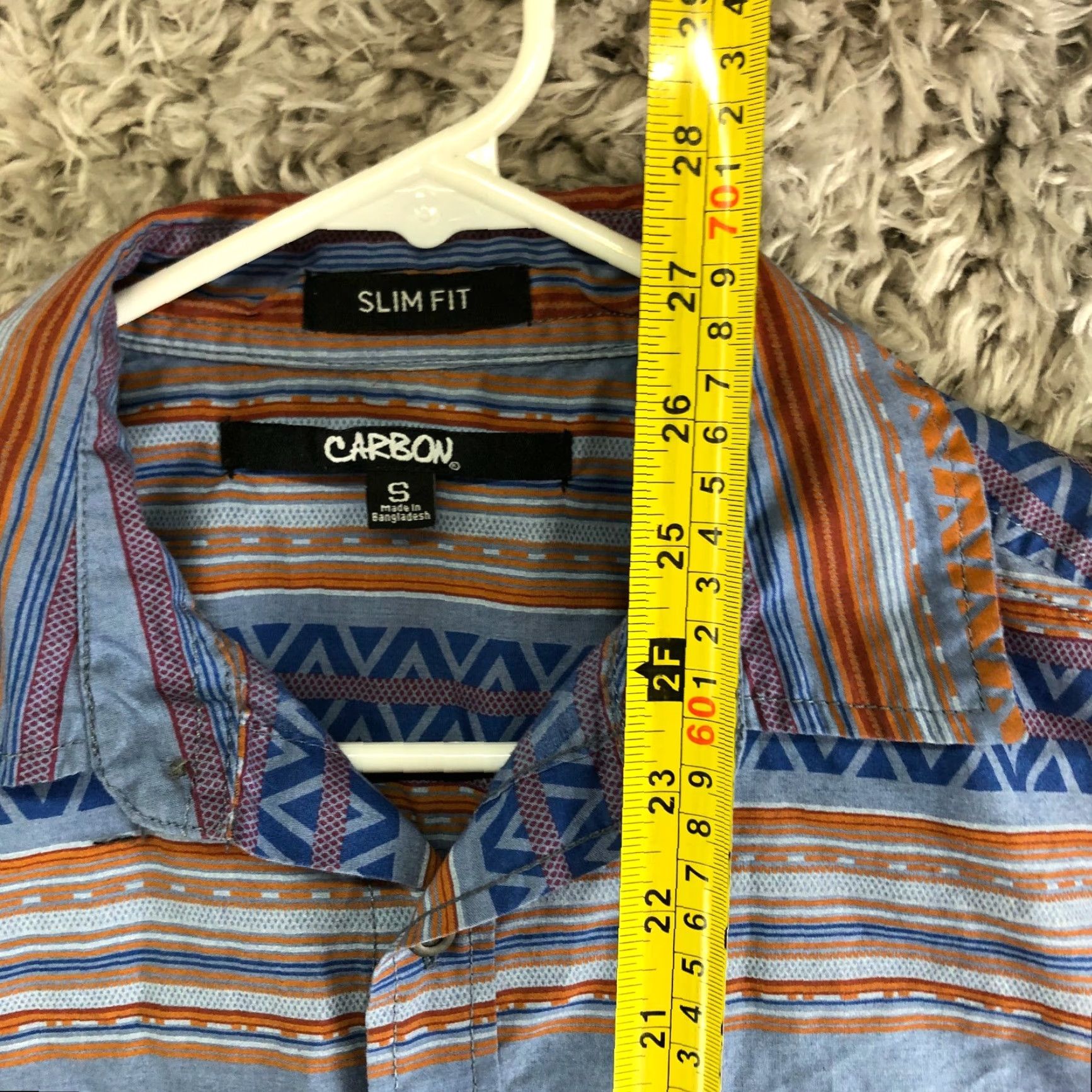 Carbon Carbon Mens Small Slim Fit Long Sleeve Western Look Blue Long Sleeve Spread Collar Shirt Size US S / EU 44-46 / 1 - 5 Thumbnail