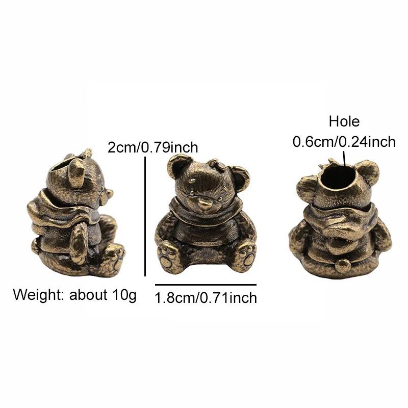 Handmade 2Pcs Cute Bear Knife Beads Paracord Bead Zipper Umbrella Size ONE SIZE - 5 Thumbnail