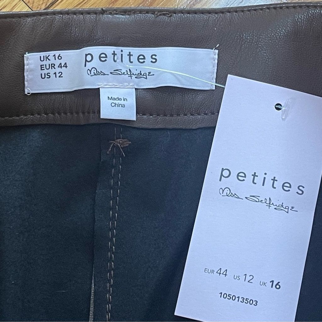 Other Miss Selfridge Faux Leather wide leg pants high waisted 12P Size 34" / US 12 / IT 48 - 3 Thumbnail