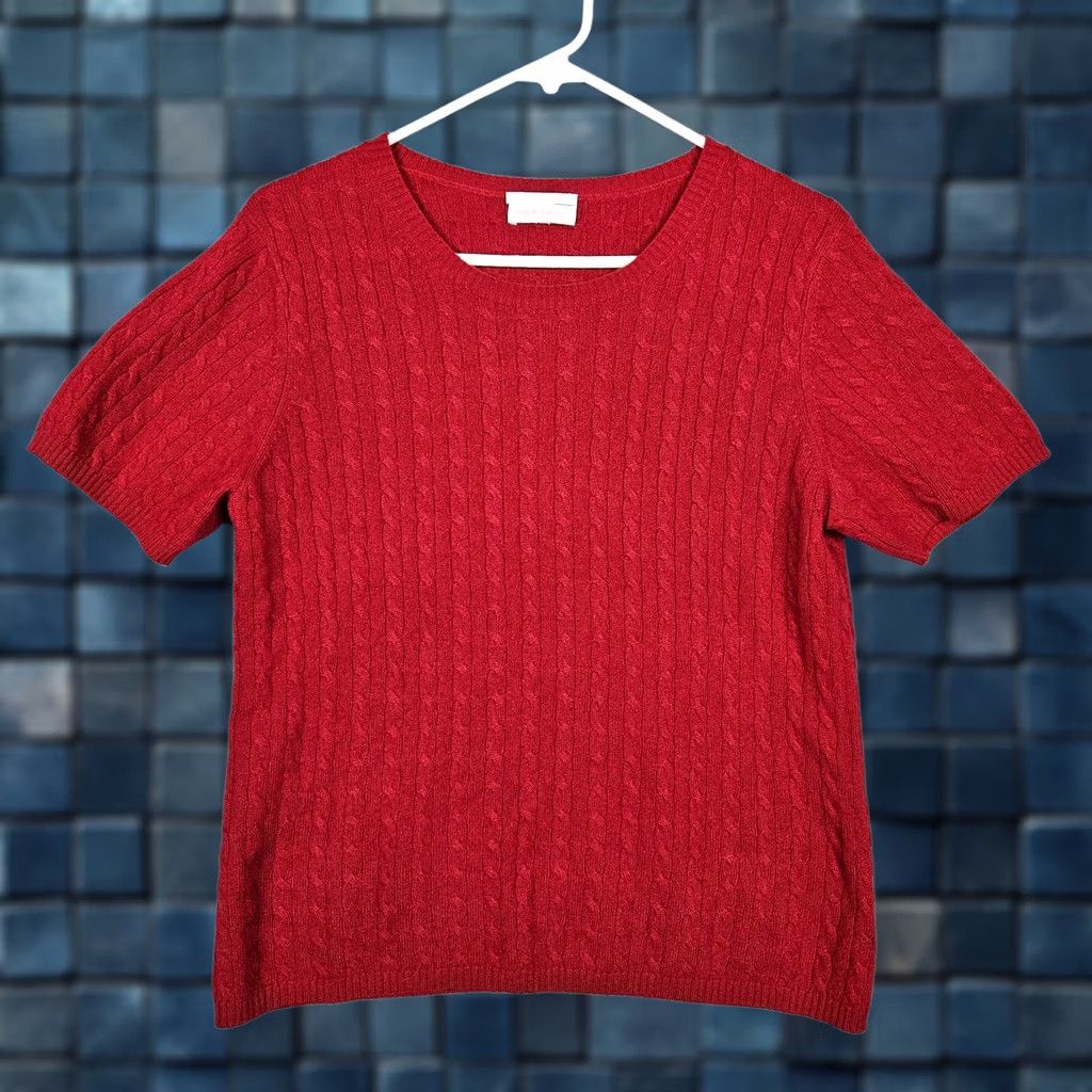 Charter Club Charter Club Women’s Red Cardigan Round Neck Short Sleeve Cashmere Sweater Sz S Size S / US 4 / IT 40 - 1 Thumbnail