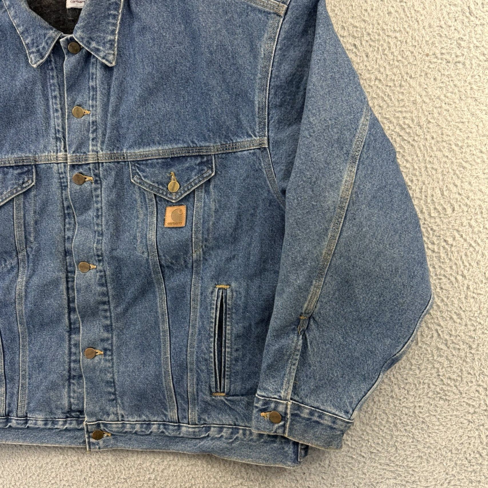 Carhartt VINTAGE Carhartt Denim Trucker Jacket Mens 2XL Blue JB0998 Lined 90s Size US XXL / EU 58 / 5 - 5 Thumbnail
