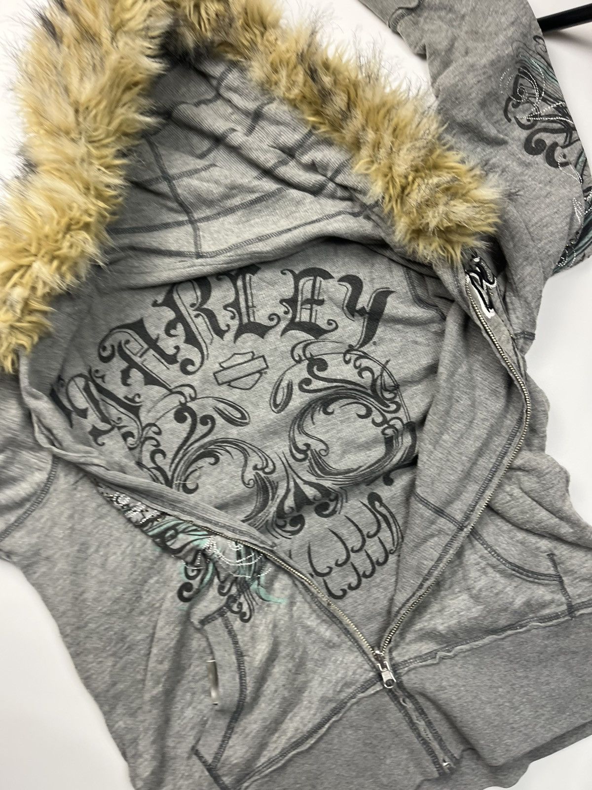 If Six Was Nine Reversible LGB Style Faux Fur Hoodie Harley Davidson Skulls Size US M / EU 48-50 / 2 - 8 Thumbnail