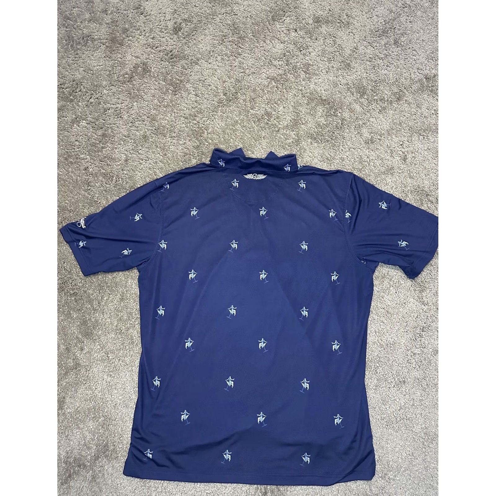 Vintage Straight Down Polo Shirt Mens XL Golf Performance Geometric Blue AOP Size US XL / EU 56 / 4 - 5 Thumbnail