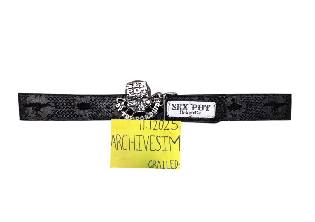 Sex Pot ReVeNGe Sex Pot Skull Buckle Snake Skin Belt Bondage Style Size ONE SIZE - 3 Thumbnail