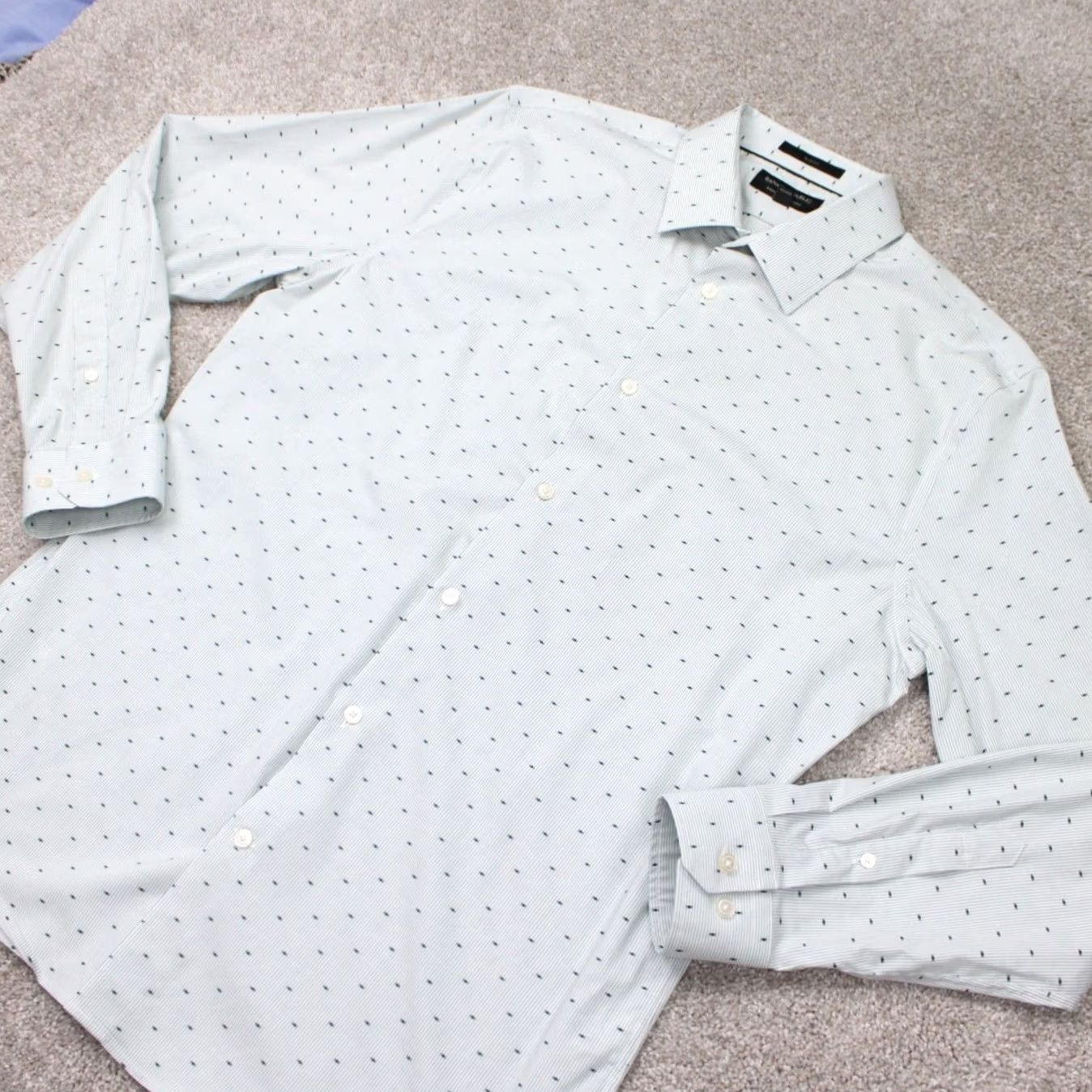 Banana Republic Banana Republic Shirt Mens Large Green Geometric Slim Fit Wrinkle Resistant L/S Size US L / EU 52-54 / 3 - 4 Thumbnail