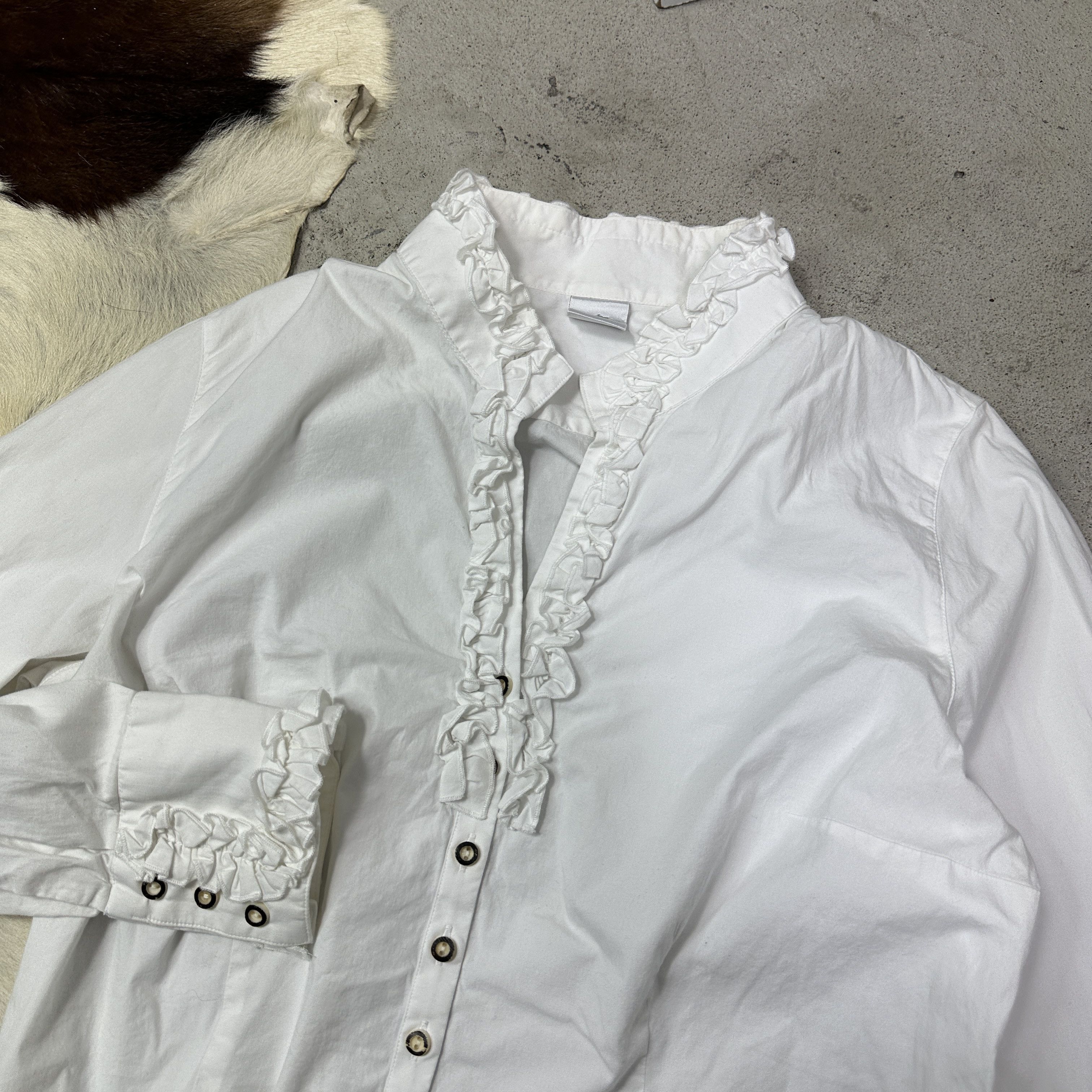 Vintage Vintage Avant Garde Ruffed Elegant Shirt Y2K Size S / US 4 / IT 40 - 3 Thumbnail
