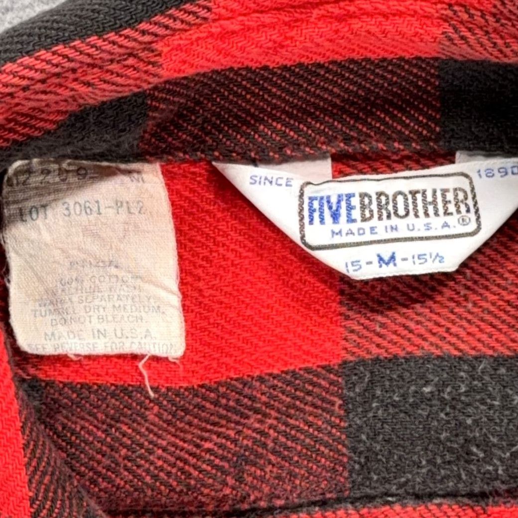 Vintage VINTAGE Five Brother Shirt Mens Adult MEDIUM Red Buffalo Plaid Flannel USA 80s Button-Up Potentials Size US M / EU 48-50 / 2 - 7 Thumbnail