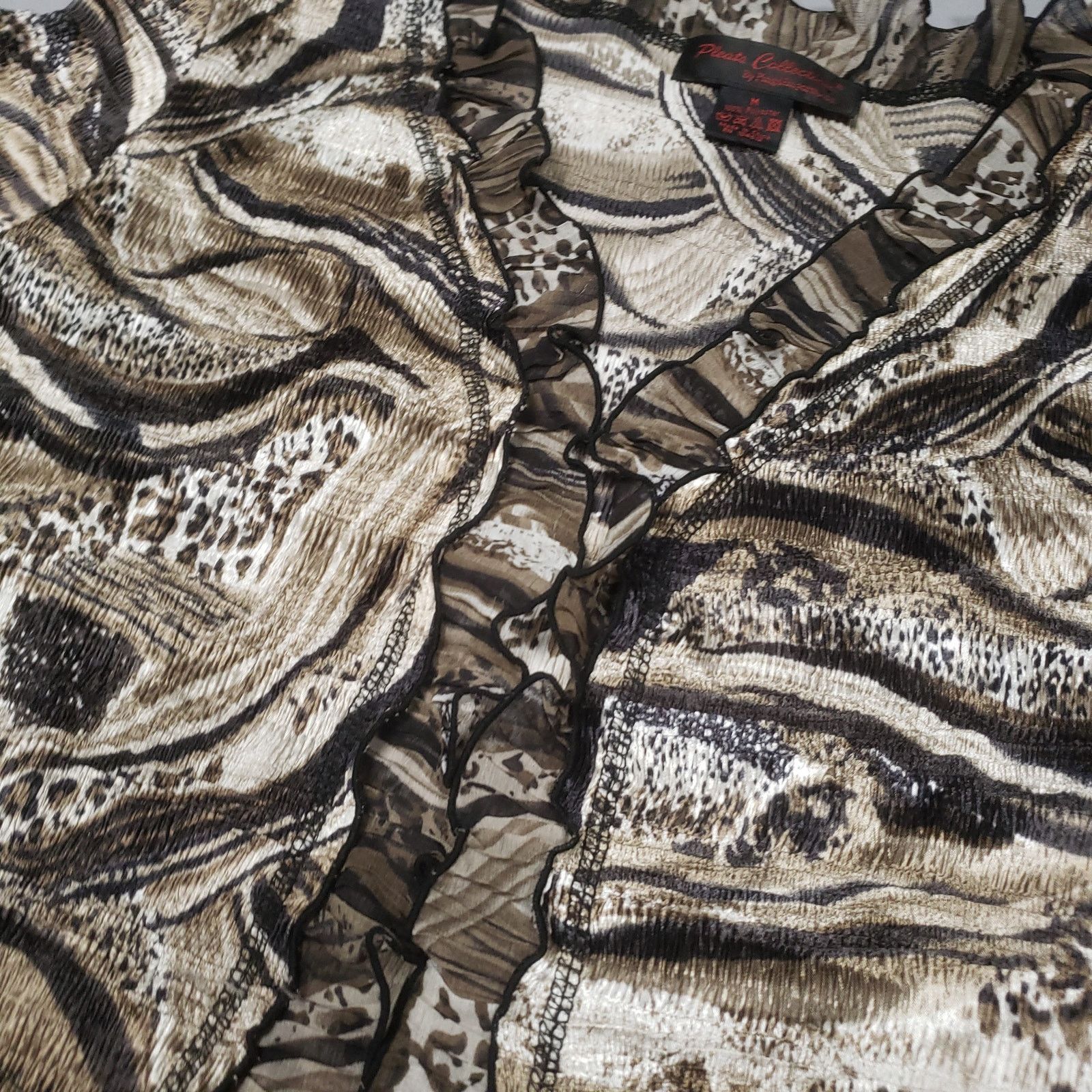 Pleats Please Issey Miyake × Vintage Pleats Collection Sz M Top Blouse Marble Artsy Art Abstract Size M / US 6-8 / IT 42-44 - 4 Thumbnail