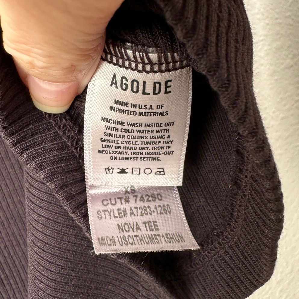 Agolde AGOLDE Nova Tee Black Ribbed Crop Top XS Size XS / US 0-2 / IT 36-38 - 6 Thumbnail