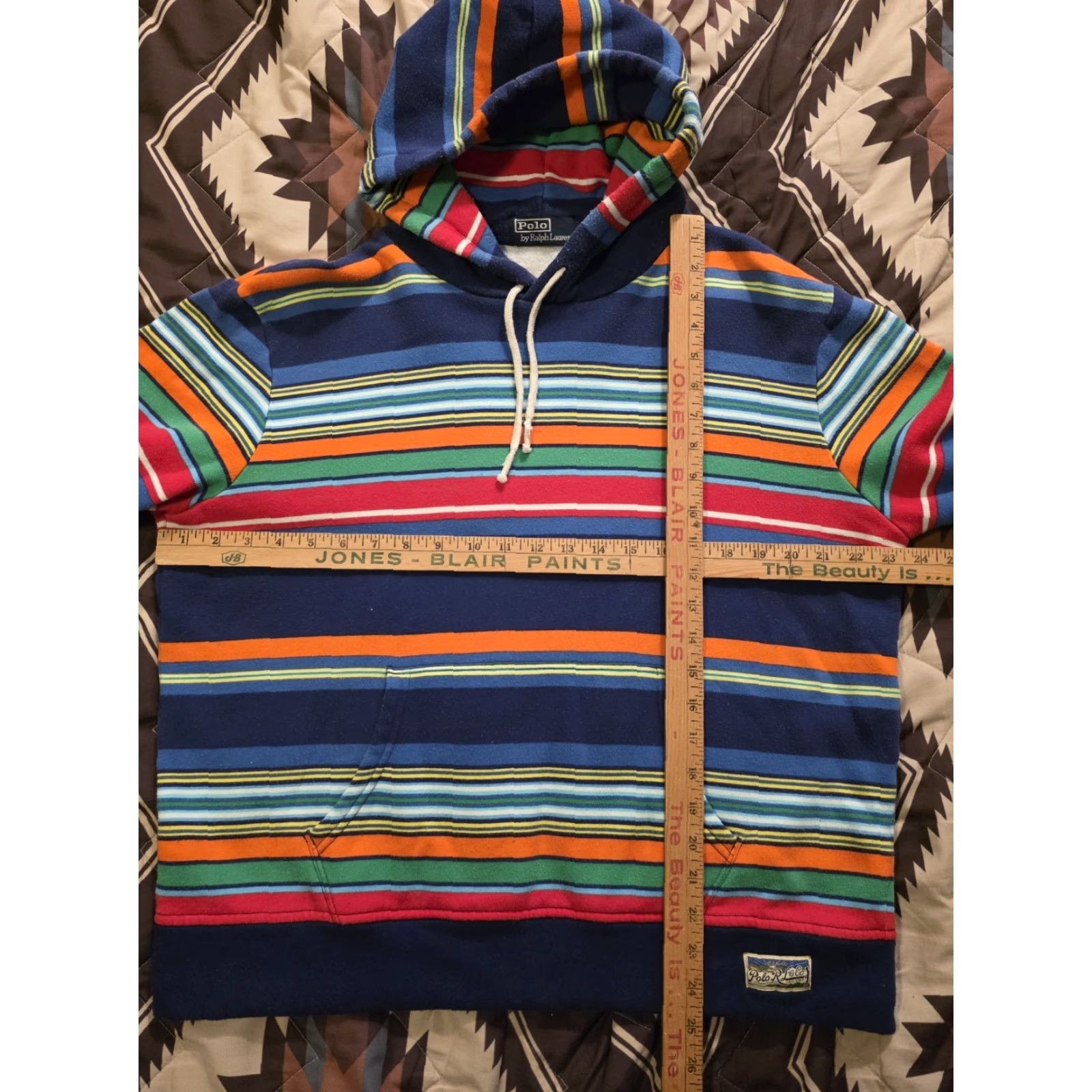 Polo Ralph Lauren Polo Ralph Lauren Hoodie Adult Large Multicolored Striped Fleece Pullover Hooded Logo Pockets Mens Size US L / EU 52-54 / 3 - 7 Thumbnail