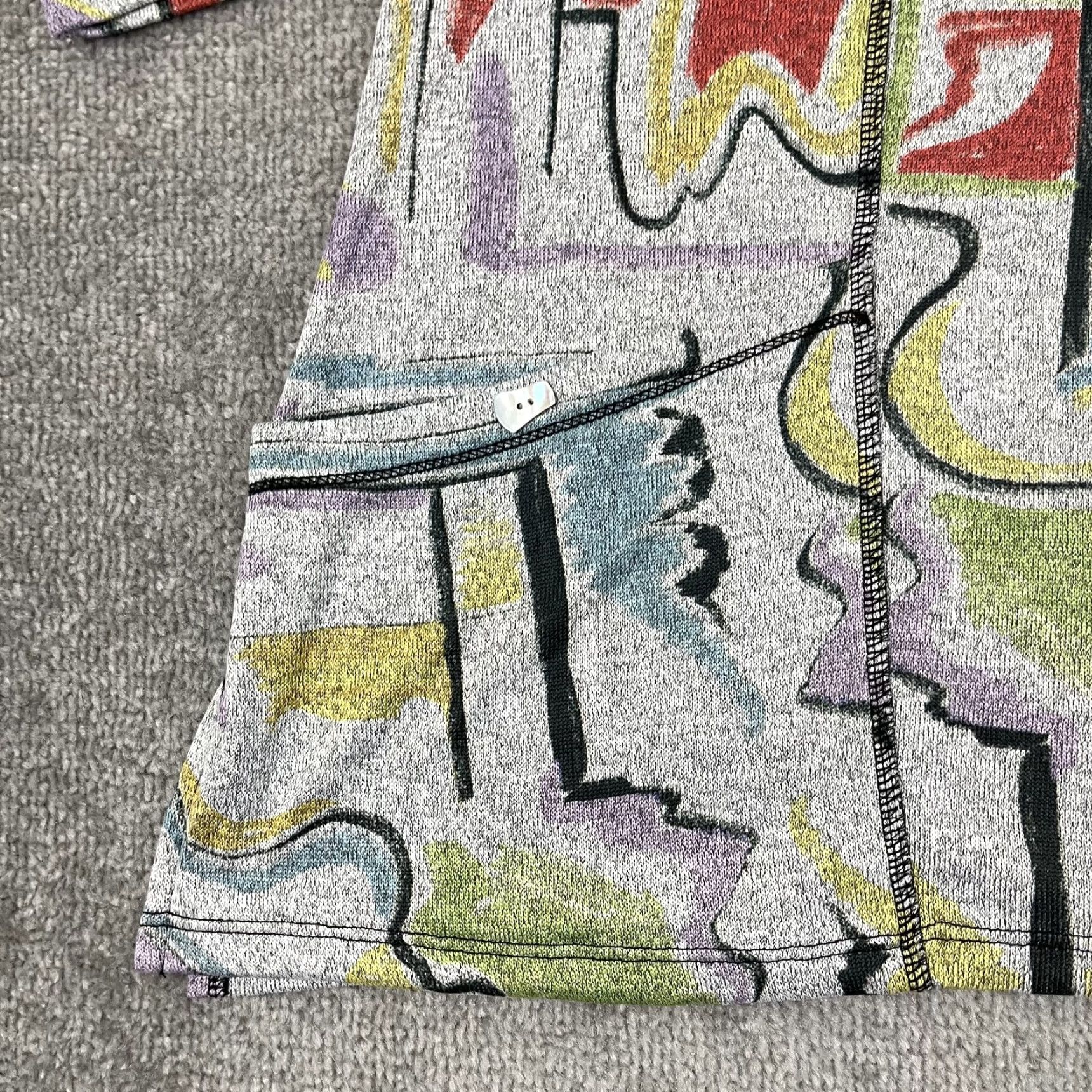 Vintage Jess & Jane Tunic Womens XL Knit French Brushed Abstract Art Top to Wear Size XL / US 12-14 / IT 48-50 - 3 Thumbnail