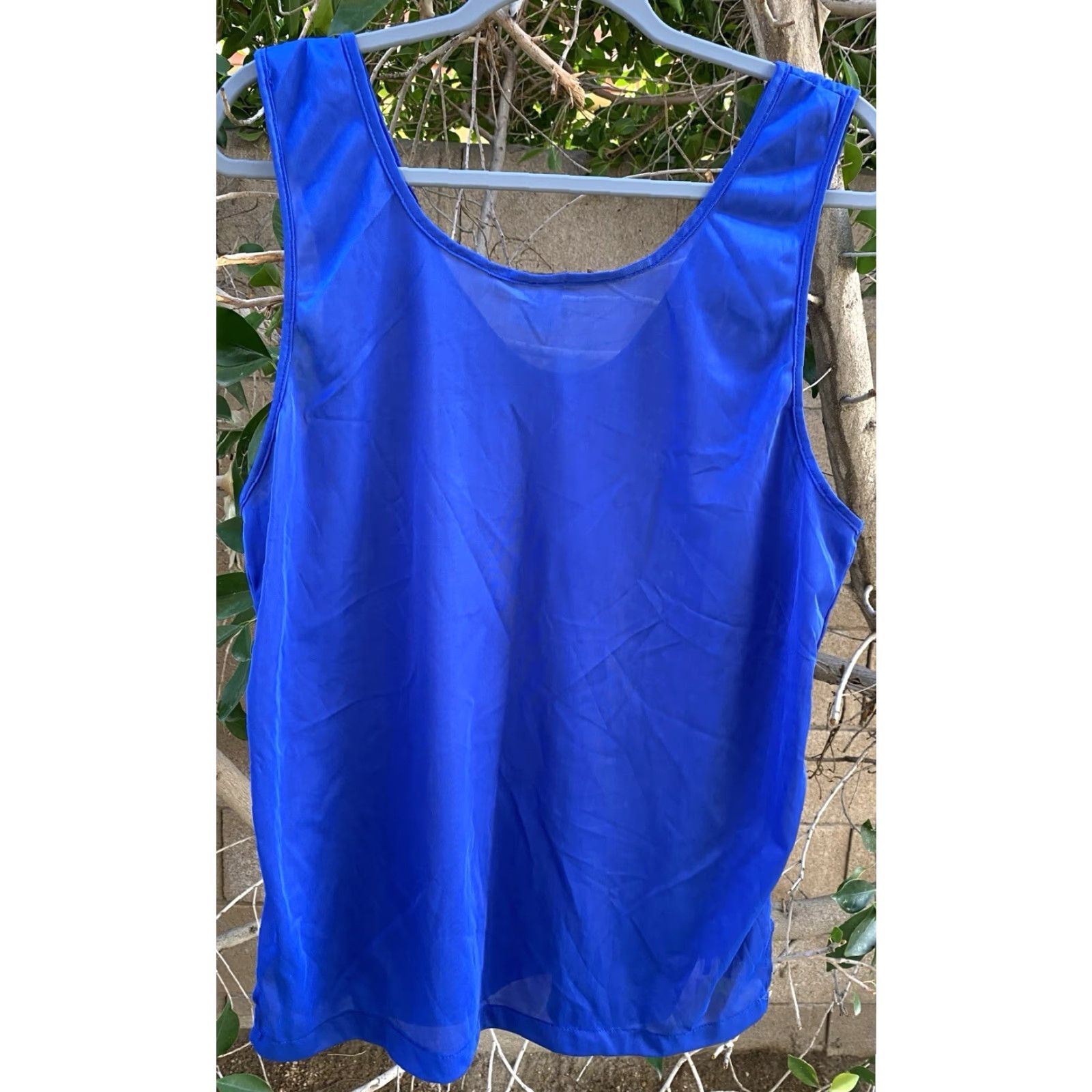 Adidas VINTAGE Adidas Tank Top Polyester Thin Sheer Trefoil Logo Blue White Stripes L Size US L / EU 52-54 / 3 - 5 Thumbnail