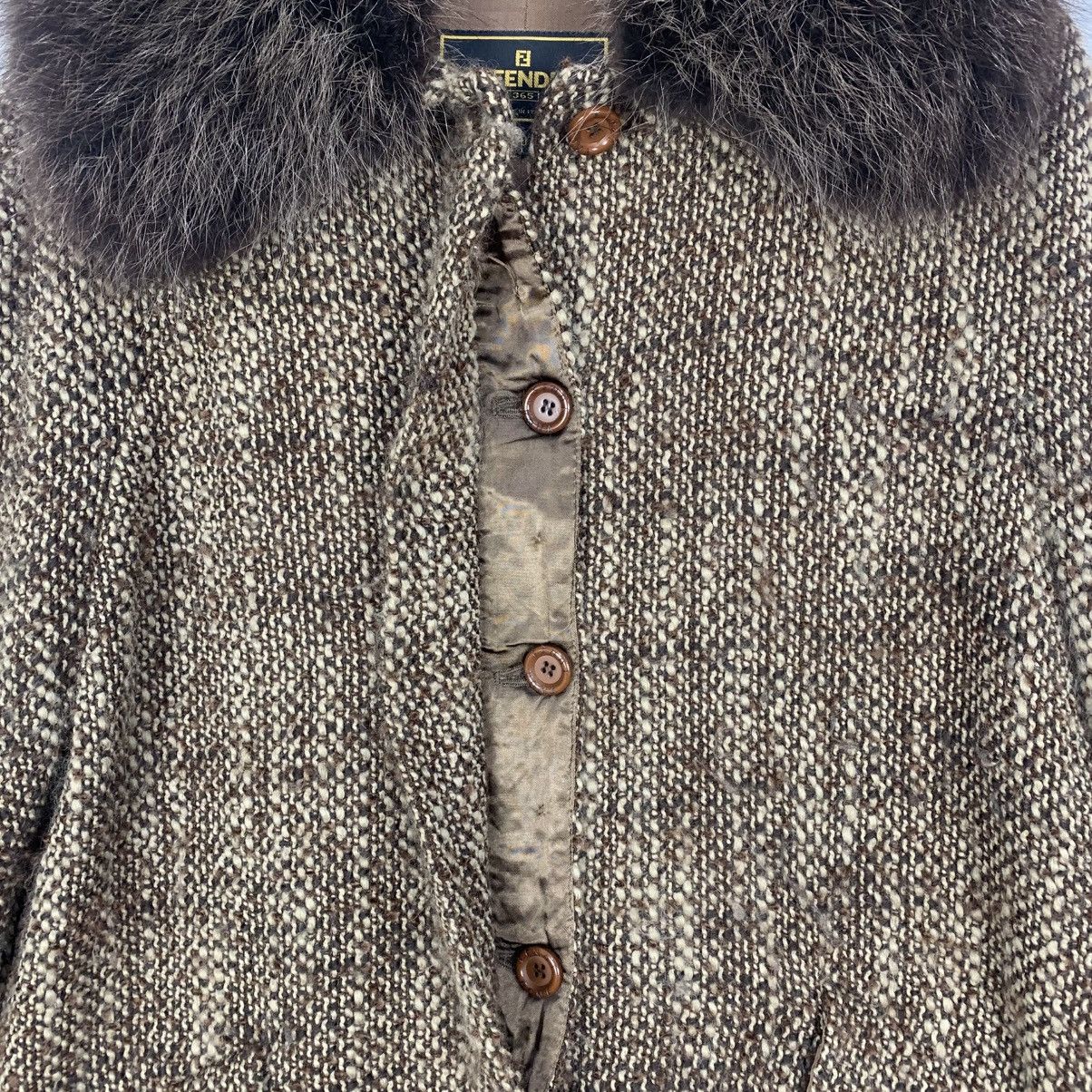 Fendi Fendi Italian Luxury vVintage Brown Tweed Wool Coat Fur Size L / US 10 / IT 46 - 9 Thumbnail