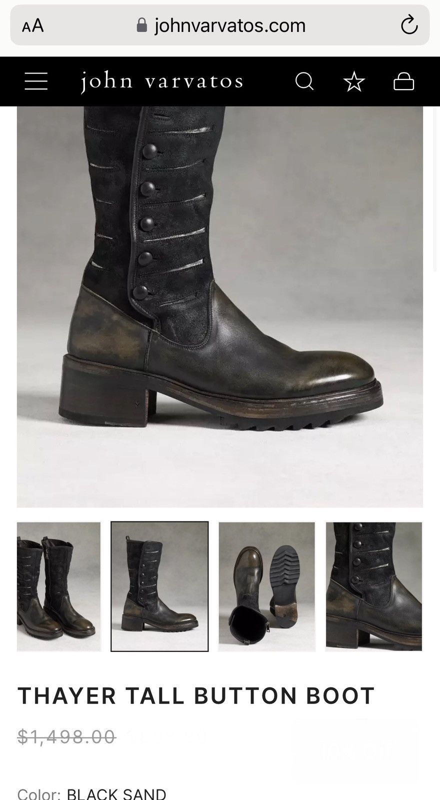 John Varvatos Thayer Tall Button Boot. Size 8.5 EU 41.5 Size US 8.5 / EU 41-42 - 5 Thumbnail