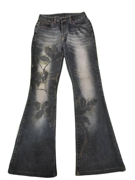 The Unbranded Brand × Vintage UNBRAND FLOWER SHADOW FLARED JEANS Size 29" - 1 Thumbnail