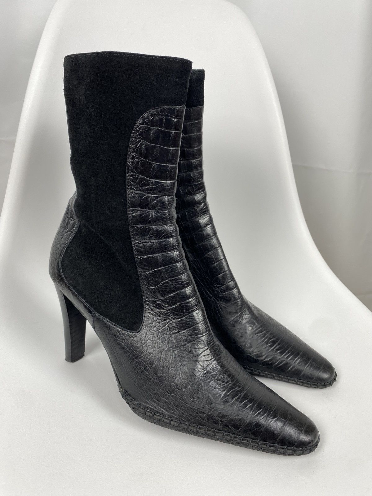 Other Borgo Degli Ulivi Booties Zip Up Croc Embossed Leather Size US 10 / IT 40 - 1 Thumbnail