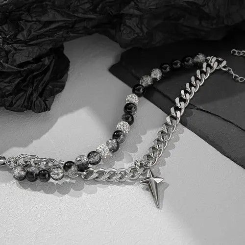Designer Hiroko x Miwa Punk Gothic Zircon Star Layered Chain Bracelet Size ONE SIZE - 5 Thumbnail