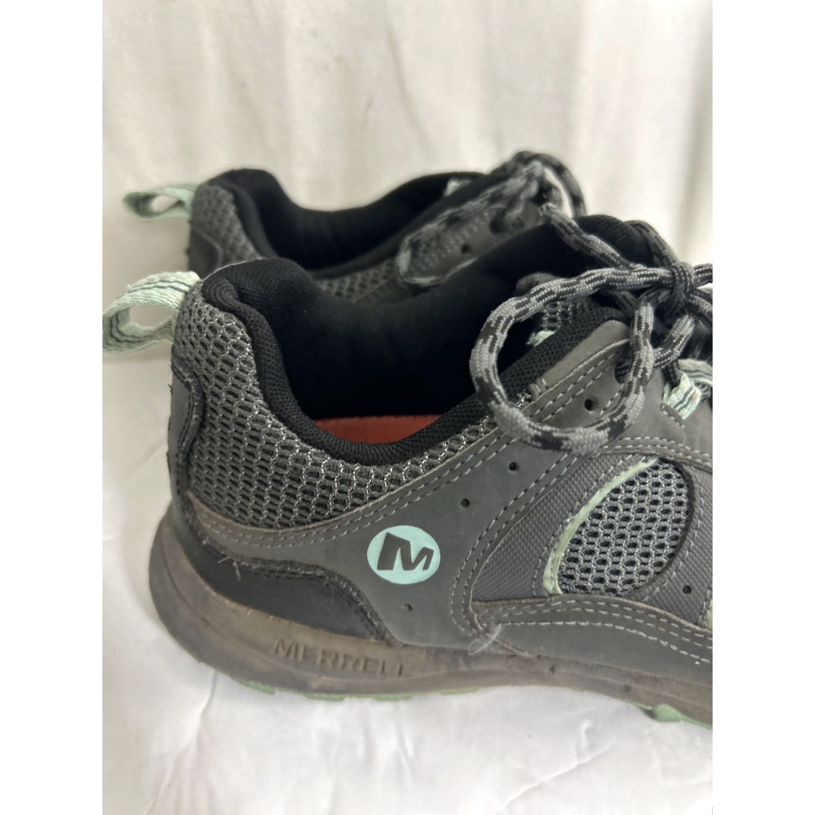 Merrell Merrell Sneaker Women Castle Rock/Lagoon Gray Teal Lace Up Mid Top Hiking Outdoor Shoe 9 US 40 EU Mens? Size US 9 / IT 39 - 4 Thumbnail