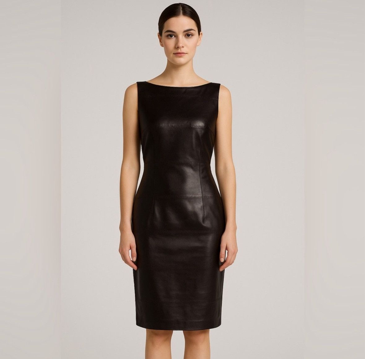 Other David Meister Brown Leather Sheath Dress/Size 4 Size S / US 4 / IT 40 - 1 Thumbnail