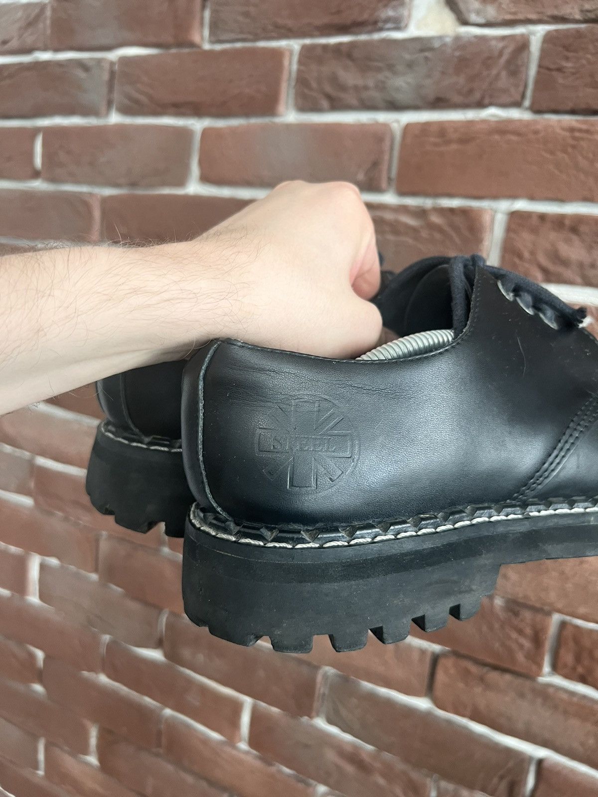 Leather Rare Vintage Steel Avant Garde Platform Derby Leather Boots Size US 12.5 / EU 45-46 - 8 Thumbnail