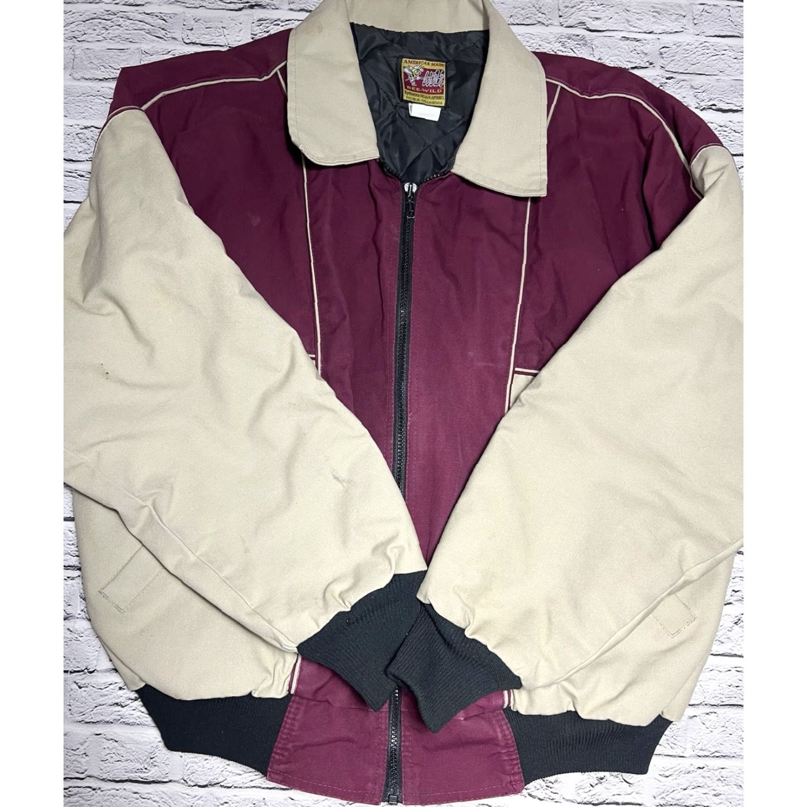 VINTAGE Bee-wild Canvas Bomber Jacket Mens L Red