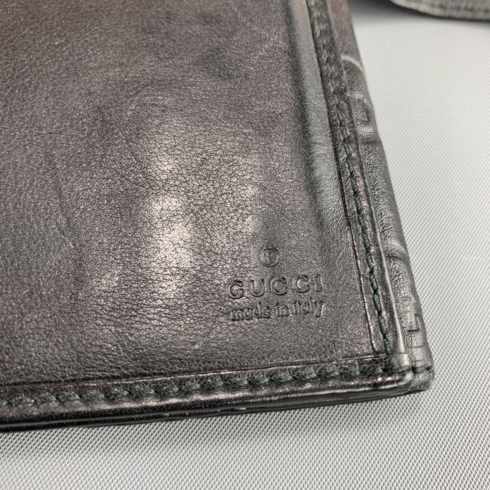 Gucci GUCCI Monogram Embossed Black Leather Checkbook Wallet Size ONE SIZE - 10 Thumbnail