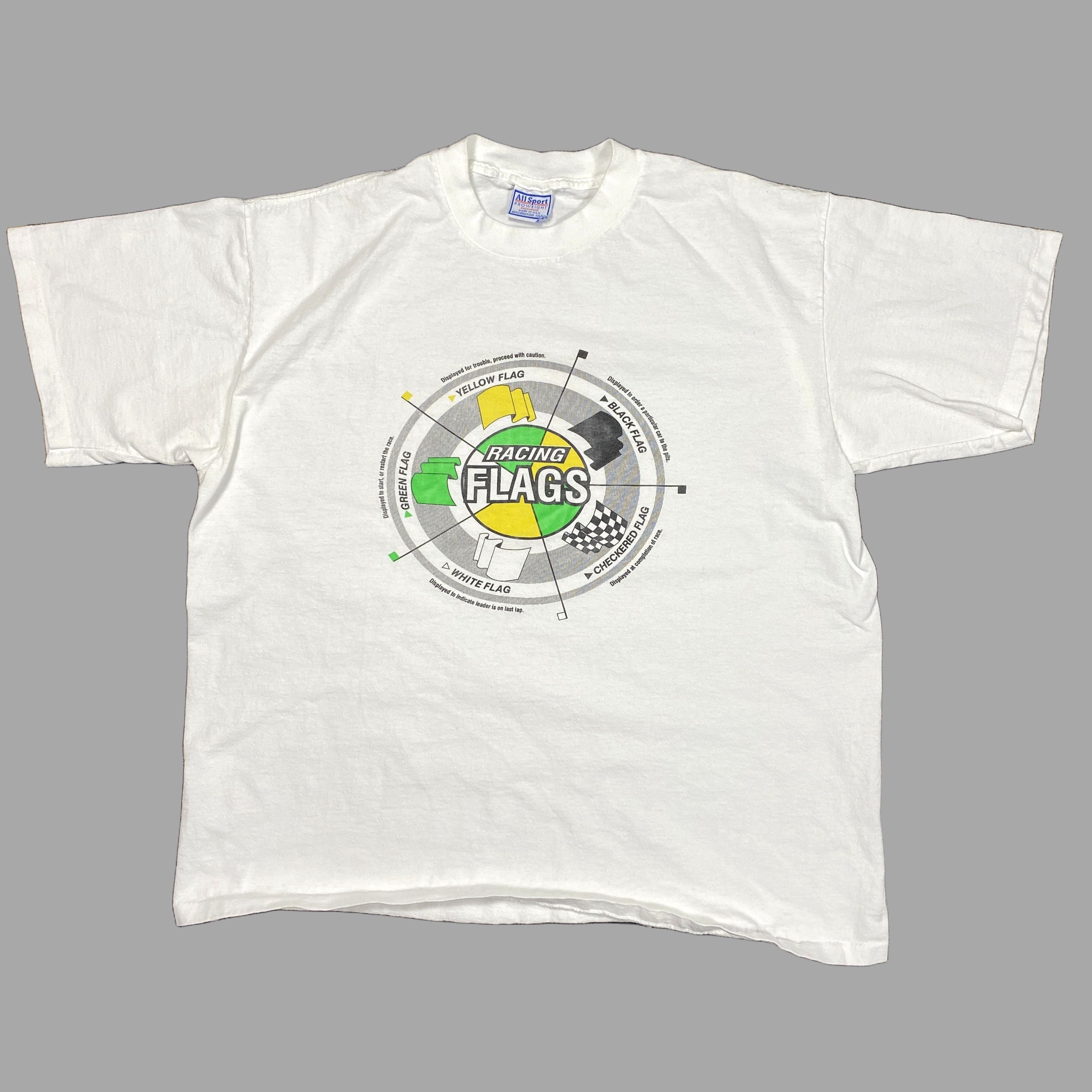 Vintage Single Stitch Heavy Weight Racing Flags Tee White XXL Size US XXL / EU 58 / 5 - 2 Thumbnail