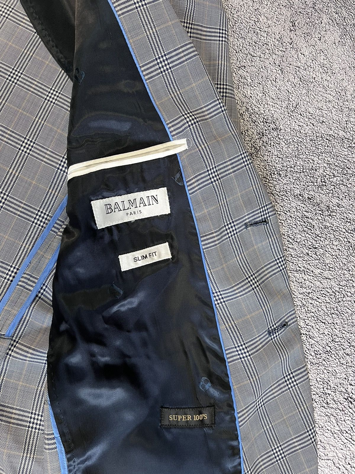 Balmain Balmain Paris Men’s Blazer Jacket Striped Wool Gray Slim Fit Size 52R - 7 Thumbnail