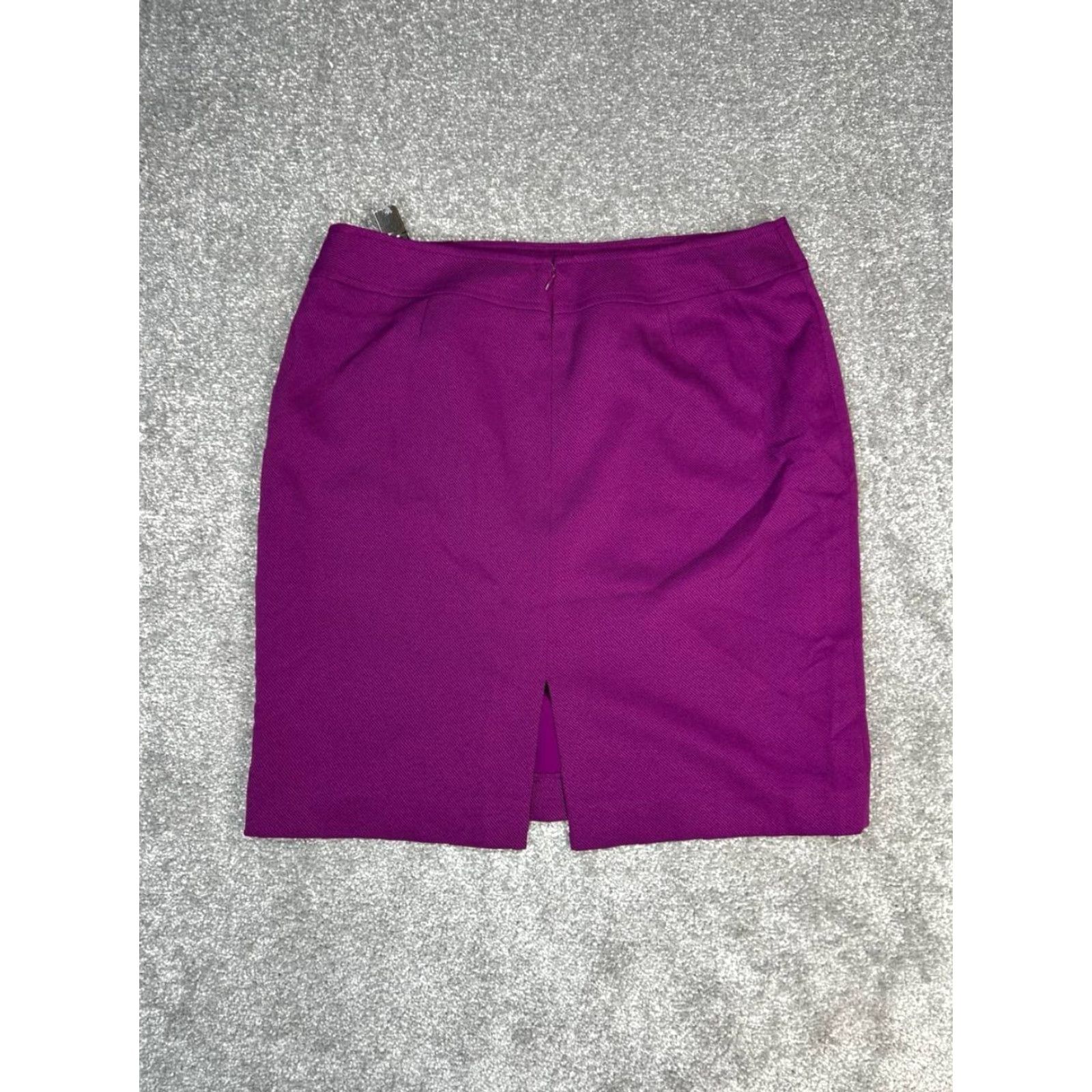 Vintage Tahari ASL Pencil Skirt Women 12 Purple Midi Straight Lined Stretch Zipper Slit Casual Travel Size 34" / US 12 / IT 48 - 2 Thumbnail
