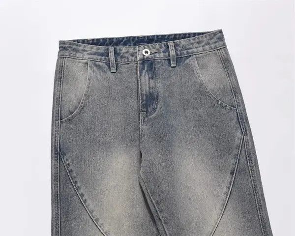 Jean High street trend stitching washed wide-leg jeans Size US 32 / EU 48 - 3 Thumbnail