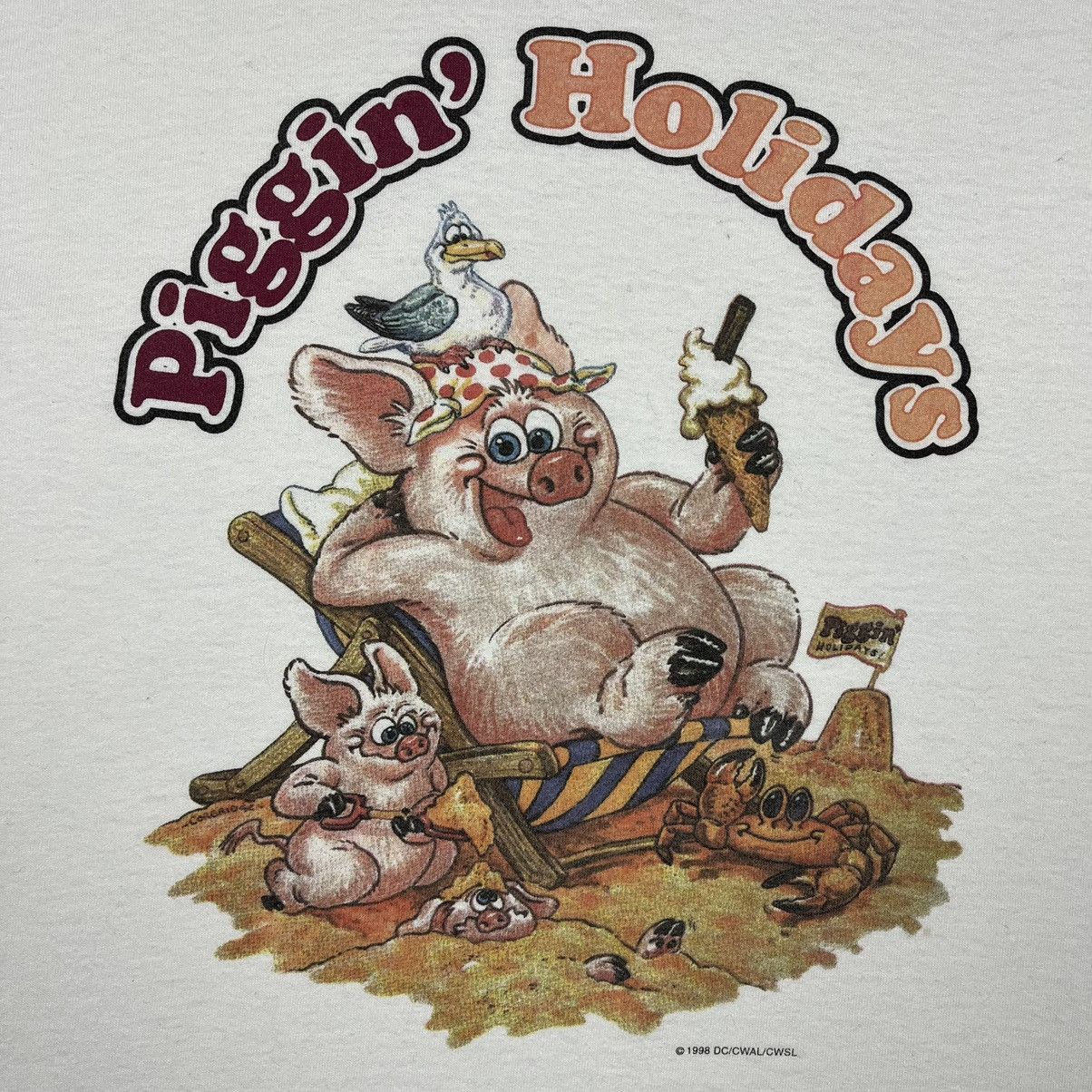 Vintage Vintage Piggin Holidays y2k humor graphic tee 1998 Size US L / EU 52-54 / 3 - 3 Thumbnail