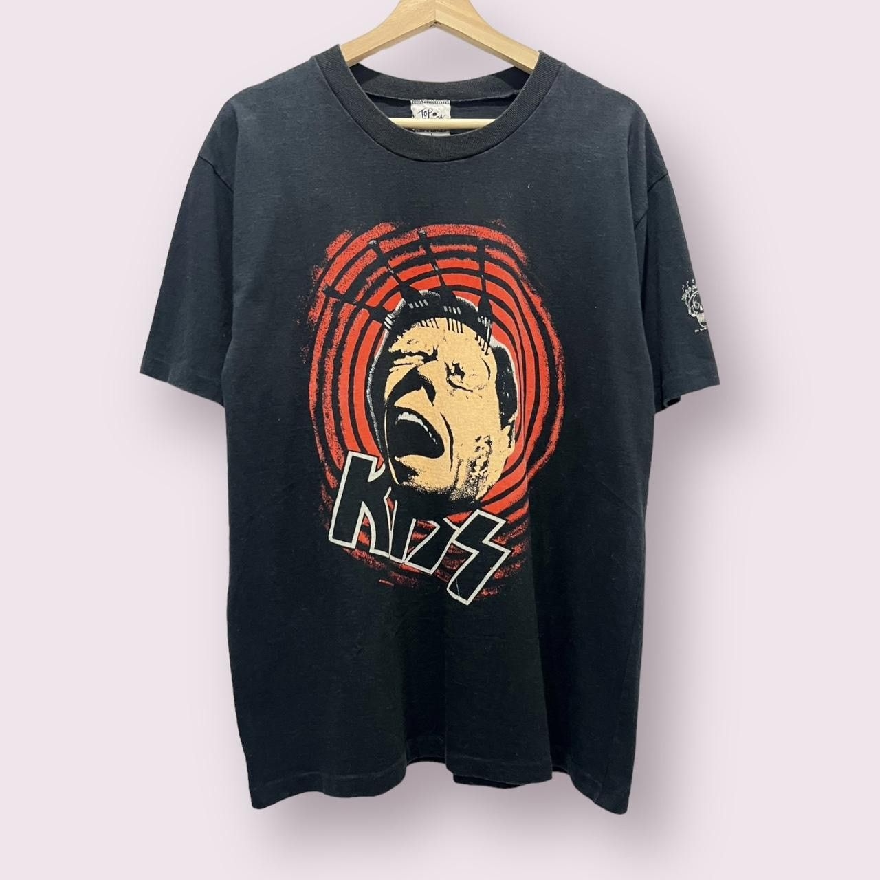 90'S CHAMP KISS Cut-Off Band T-Shirt, Band Tee, Alive cotton black type Vintage Second Hand