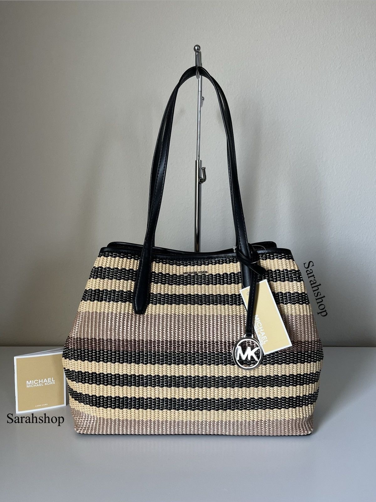 Michael Kors Michael Kors Avalon Medium Striped Woven Tote Bag Size ONE SIZE - 1 Thumbnail