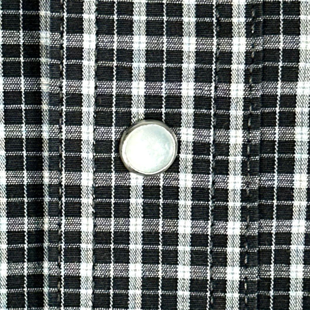 Wrangler VINTAGE Wrangler Western Shirt Adult LARGE Black White Plaid Windowpane Pearl Snap Shirt Men Regular Long Sleeve Cowboy Western Size US L / EU 52-54 / 3 - 5 Thumbnail