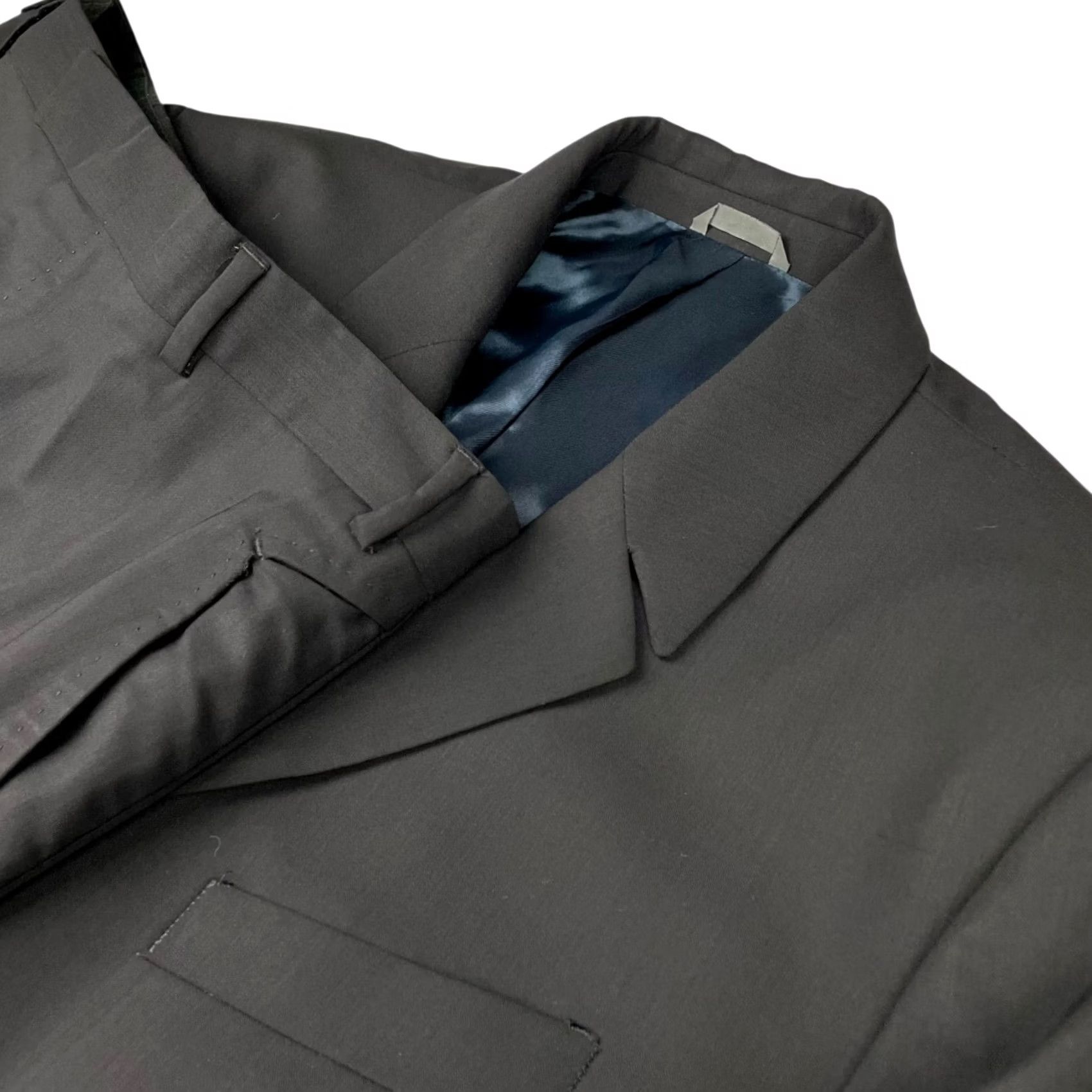 Thierry Mugler Thierry Muggler Men’s Suit 2 Piece Black 100% Wool 3-Button Blazer Flat Front Pants Long 42L US 52 EU Mens Size 34R - 2 Thumbnail