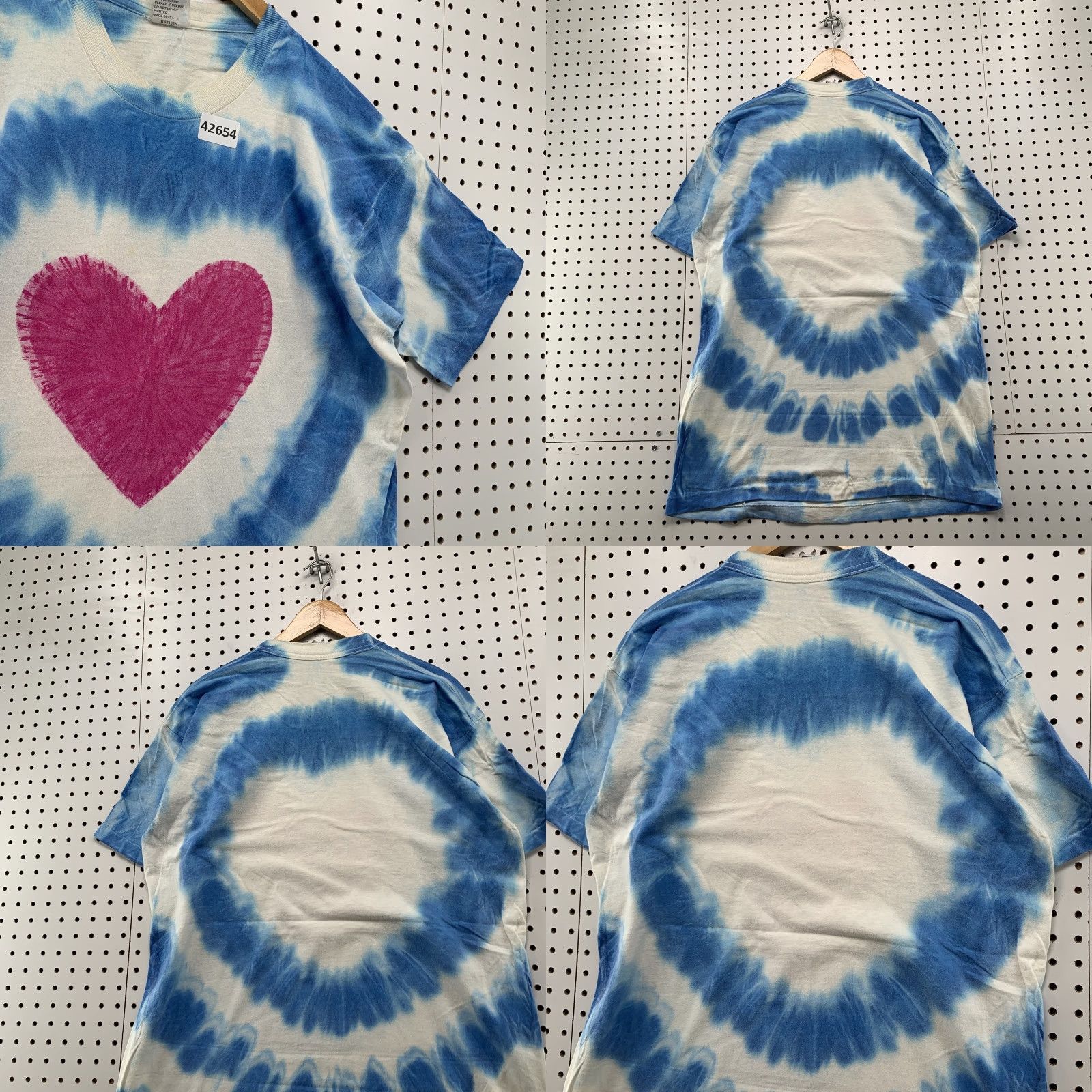 Vintage VINTAGE Freeze T-Shirt Main Selling Point: 90s Tie Dye Heart Shirt Mens XL Blue - 1990s Graphic Print Crew Neck Cotton USA Made Mens XL 90s Theme Size US XL / EU 56 / 4 - 8 Thumbnail