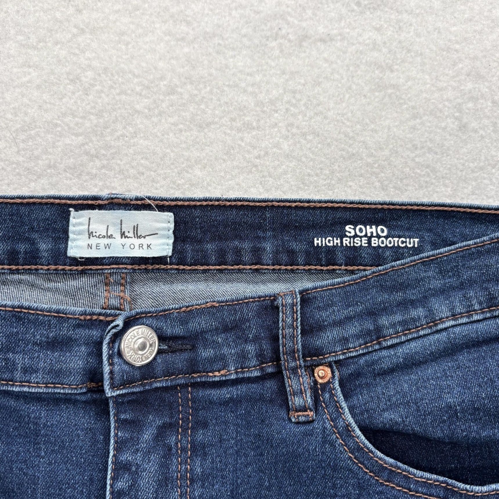 Nicole Miller Nicole Miller Jeans Women 14 Blue Medium Wash Bootcut Distressed Stretch 5-Pocket High Rise Casual Womens Size 36" / US 14 / IT 50 - 3 Thumbnail