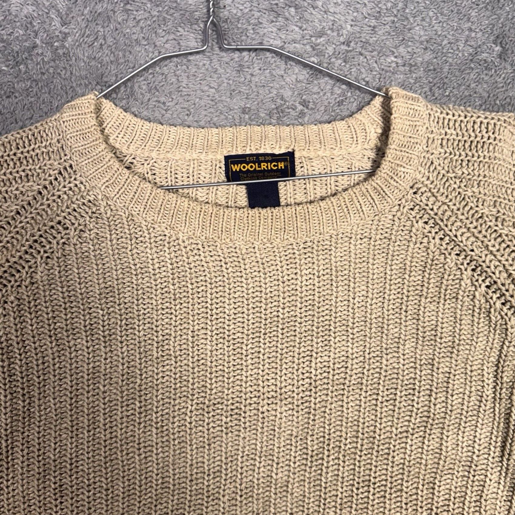 Vintage VINTAGE Woolrich Sweater Mens 2XL Chunky-Knit Beig e Birdseye Knit Ramie British Tan Woolrich Sweat er Mens 2XL XXL? Size US XXL / EU 58 / 5 - 4 Thumbnail