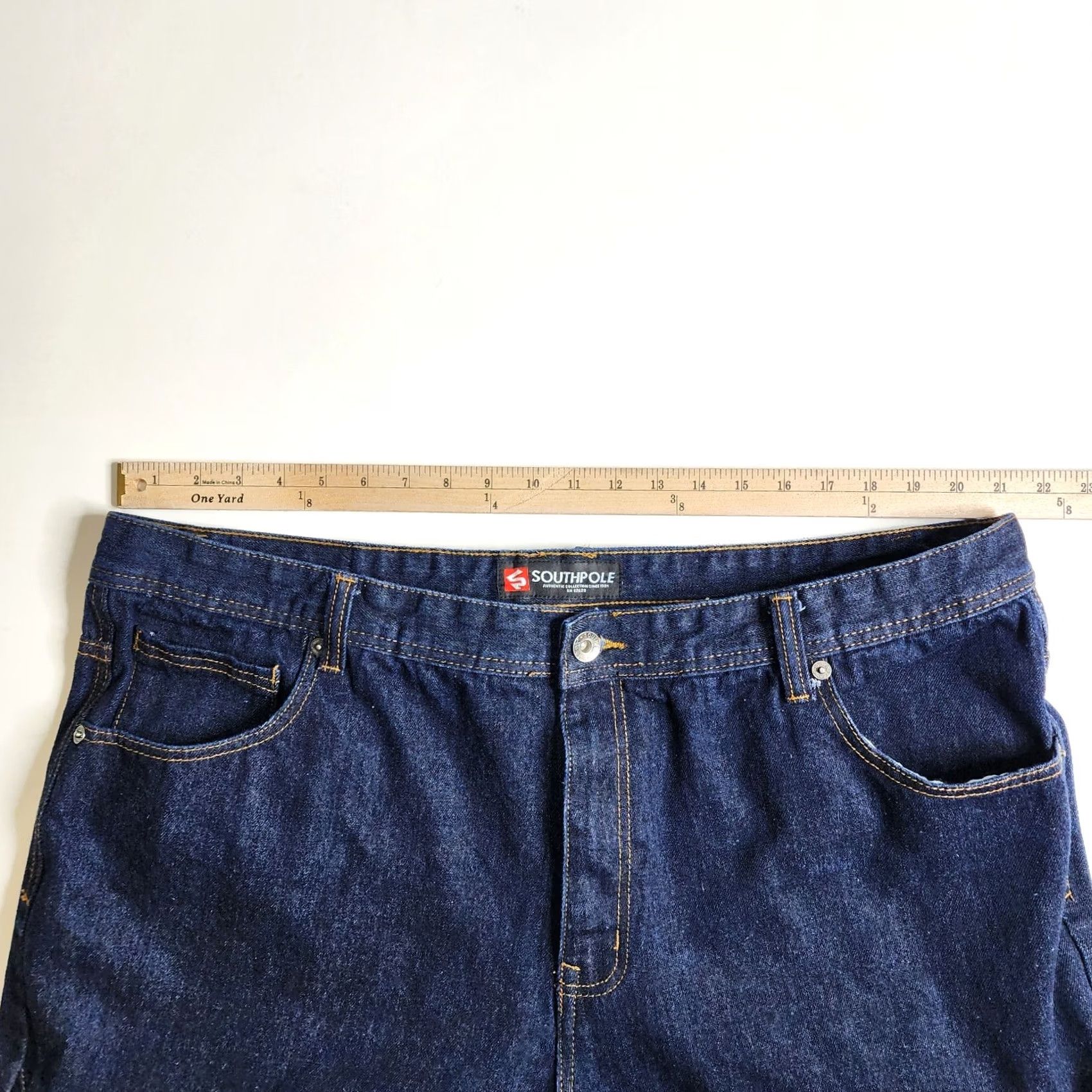 Southpole Southpole Moto Knee Style Jeans Dark Wash Men 44 x 32 Jeans Regular Blue 90s Style Mens Jeans Size US 44 / EU 60 - 4 Thumbnail