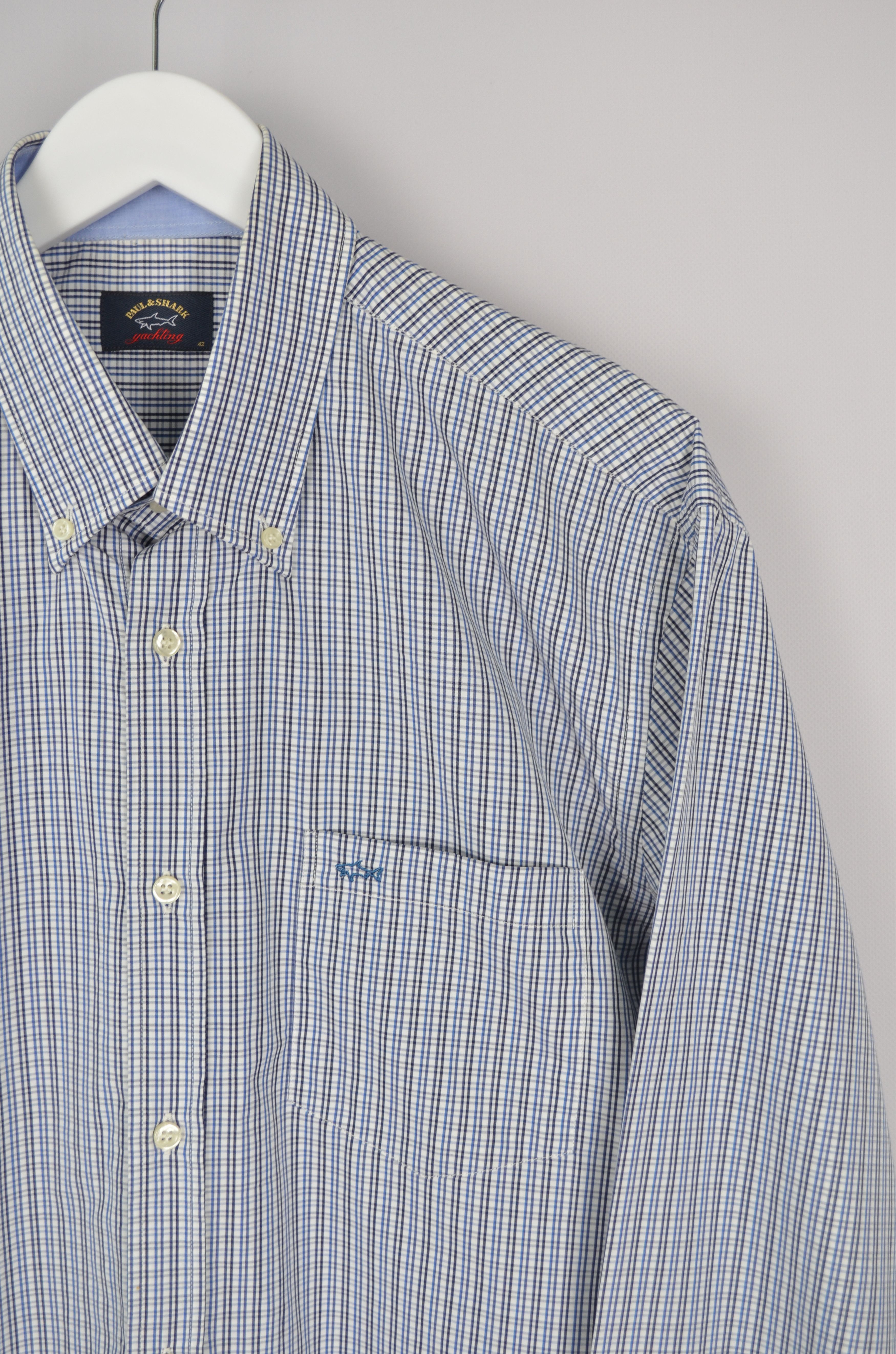 Paul & Shark Paul&Shark White Blue Check Shirt Size XL (42) Luxury Size US XL / EU 56 / 4 - 3 Thumbnail