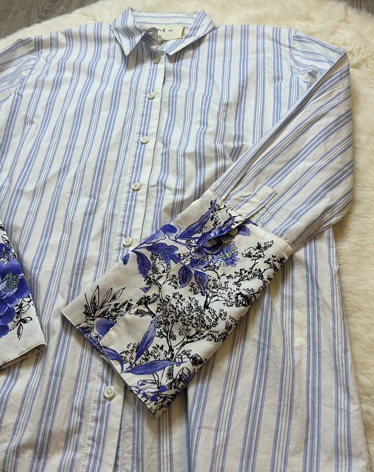 Other DMN Demeure Striped Shirt - Floral Cuff Details - Size 38/M Size M / US 6-8 / IT 42-44 - 2 Thumbnail
