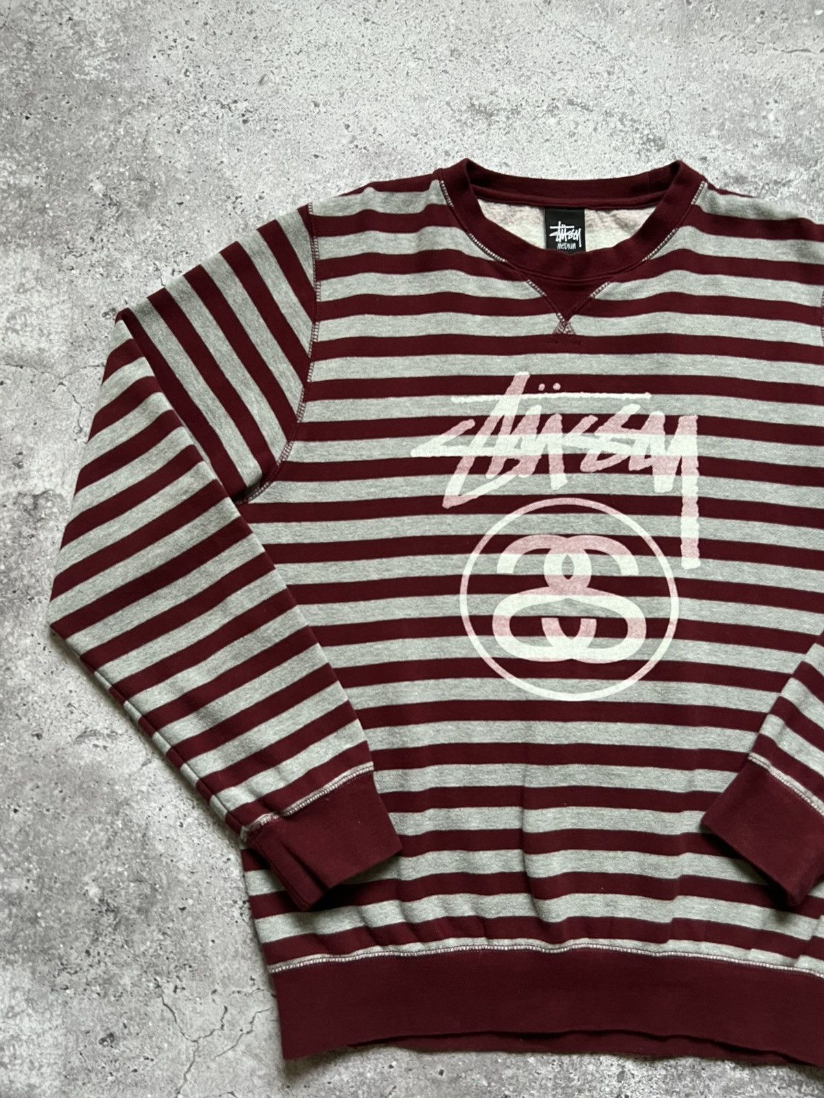 Stussy × Vintage Stussy Striped Sweatshirt Big Logo Men's Size US M / EU 48-50 / 2 - 2 Thumbnail