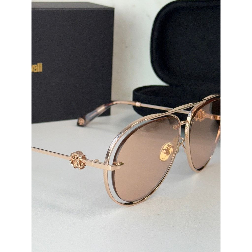 Roberto Cavalli NEW Roberto Cavalli SRC032M Gold Aviator Sunglasses $800 Size ONE SIZE - 7 Thumbnail
